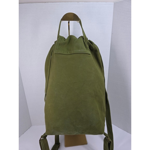 Baggu Duck Bag Backpack Olive Green Recycled‎ Cotton Canvas Drawstring Flap Top main image 4